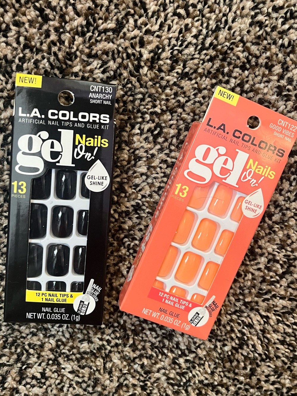 L.A. COLORS Gel-Like Artificial Nail Kits: Black & Coral Orange